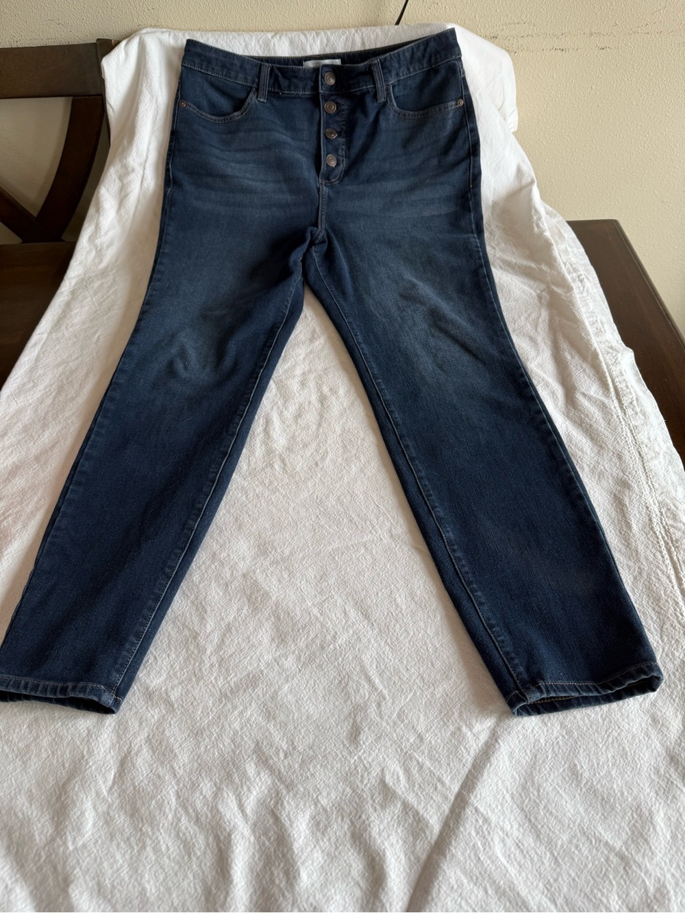 LC Lauren Conrad Dark Indigo High-Rise Skinny Jeans with Button Fly